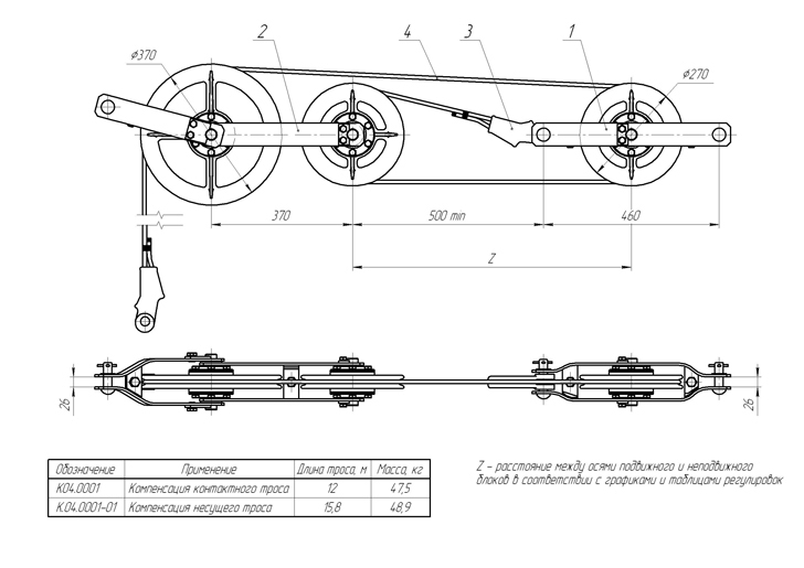 Компенсатор блочно-полиспастный КБП-3-30