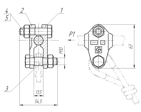 Зажим рессорного троса и косой струны КС-048