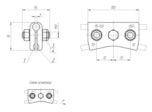 Зажим средней анкеровки для несущего троса КС-052